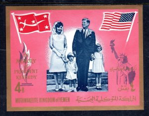 YEMEN 1967 JFK & FAMILY MINT VF NH O.G S/S IMPERF, (55YE)