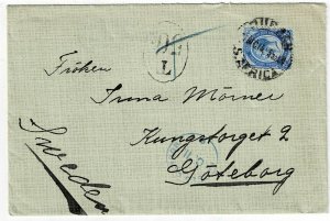 South Africa 1915 Durban cancel on cover to SWEDEN, censored