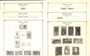 Middle Congo Stamp Collection on 17 Scott International Pages 1907-65(2 Ea) (BE)