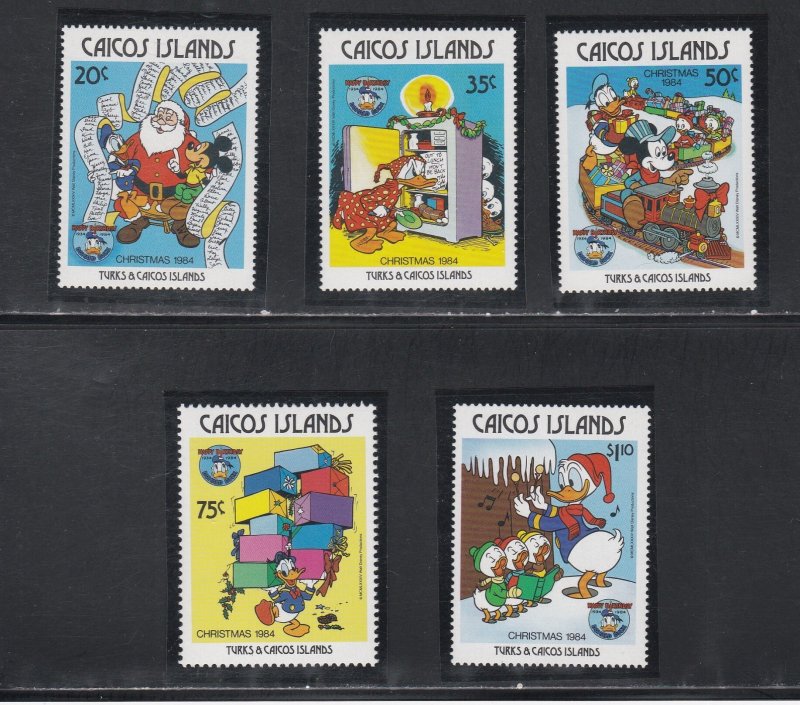 Caicos Islands # 54-58, Disney - Characters & Christmas, Mint NH, 1/2 Cat.