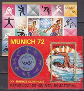 Eq. Guinea, Mi cat. 115, BL17-18. Munich Olympics on 2 s/sheets.