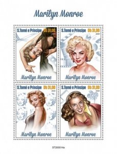 St Thomas - 2020 Actress Marilyn Monroe - 4 Stamp Sheet - ST200514a