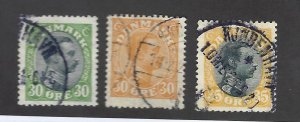 Denmark SC#111, 114-115 Used F-VF SCV$12.25...nice bargain!!