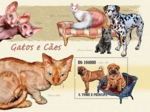 St Thomas - Cats & Dogs on Stamps -  Stamp S/S  - ST10107b