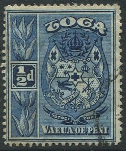 Tonga 1897 SG38 ½d blue Arms #2 FU