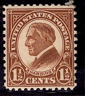 US Stamp #633 1 1/2c Harding MINT HInged SCV $1.70