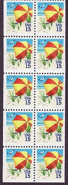 US Stamp #2443a MNH - Beach Umbrella Booklet Pane of 10