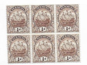 Bermuda #81 MNH Block of 6 - Stamp - CAT VALUE $11.40