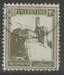 PALESTINE SG99 1927 20m DULL OLIVE-GREEN USED 