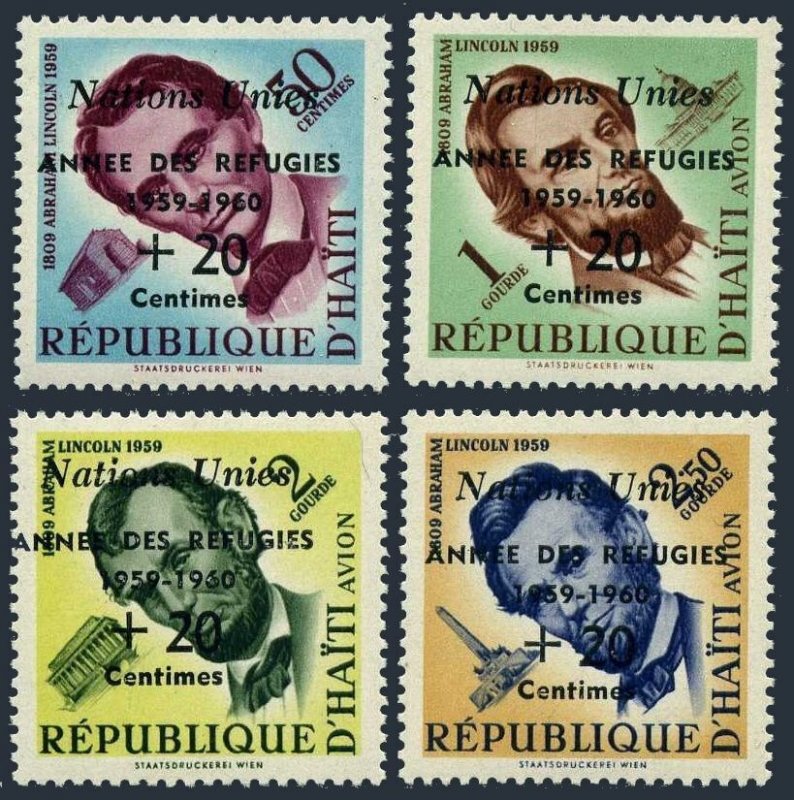 Haiti B9, CB16-CB18, MNH. Mi 572-575. World refugee Year WRY-1959. A. Lincoln.