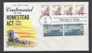 US Sc 2252 FDC. 1988 3c Conestoga Wagon coil combo, Fluegel cachet, unaddressed