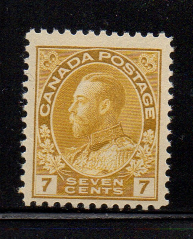 Canada Sc 113 1912 7c yellow ochre GV Admiral stamp mint NH