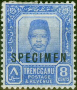 Trengganu 1910 8c Ultramarine Specimen SG8s Good MM