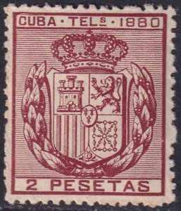 Cuba 1880 telégrafo Ed 50 telegraph MNH** some streaky gum