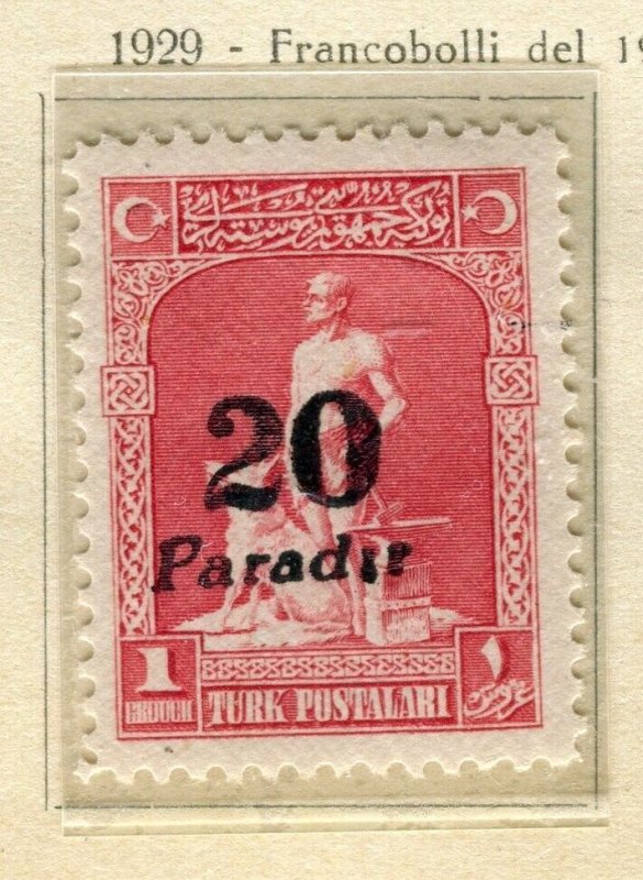 TURKEY; 1929 early surcharged issue fine Mint hinged 20/1K. value