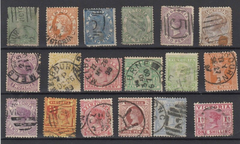 Victoria State QV Collection Of 18 Fine Used JK6318