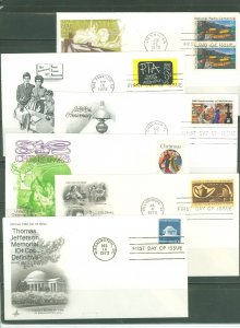 US 1452/1520 1972-73 6 different U/A FDC's with 2 Artcraft, 2 Fleetwood & 2 Artmaster cachets. Small crease on 1471 & 1457.