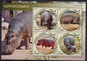 [HipG1728] Sierra Leone 2016 : Hippopotamus Good sheet very fine MNH