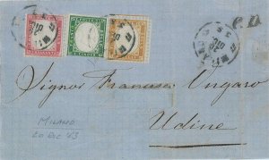 P0493 - Storia Postale - AFFRANCATURA MISTA Regno + Sardegna su BUSTA Cert DIENA