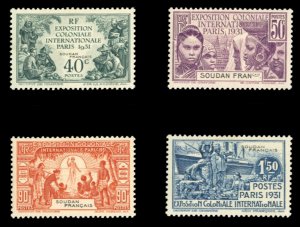 French Colonies, French Sudan #102-105 Cat$19, 1931 Colonial Exposition, set ...