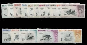 Falkland Islands #128-142 Cat$185.50, 1960 QEII, complete set, never hinged