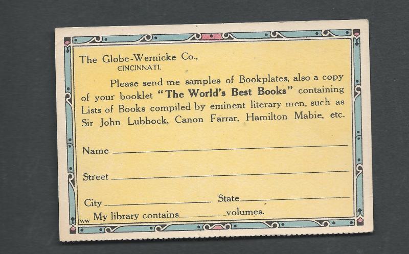 UNUSED  Advertisement  Post Card for The Globe-Wernicke Co. Cincinnati Ohio