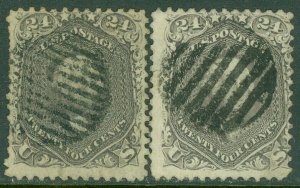 EDW1949SELL : USA 1862 Sc #78. 2 stamps Used Nice looking. Minor faults Cat $800