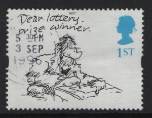 Great Britain  #1648 used  1996  greeting cartoons 1st  dear lotter price winner