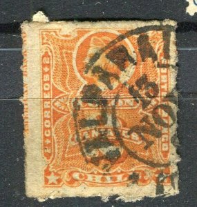 CHILE; 1870s classic Columbus issue fine used 2c. value + POSTMARK