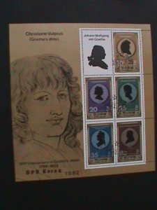 ​KOREA-1982-SC#2203-150TH  DEATH ANNIV: JOHANN VON GOETHE-WRITER-CTO-SHEET VF