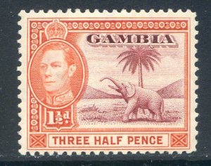 Gambia 1 1/2d Brown-Lake & Scarlet SG152a Mounted Mint