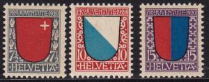 Switzerland 1920 Semi-Postal Stamps.(3) Shield of Cantons Issues  XF/NH(**)