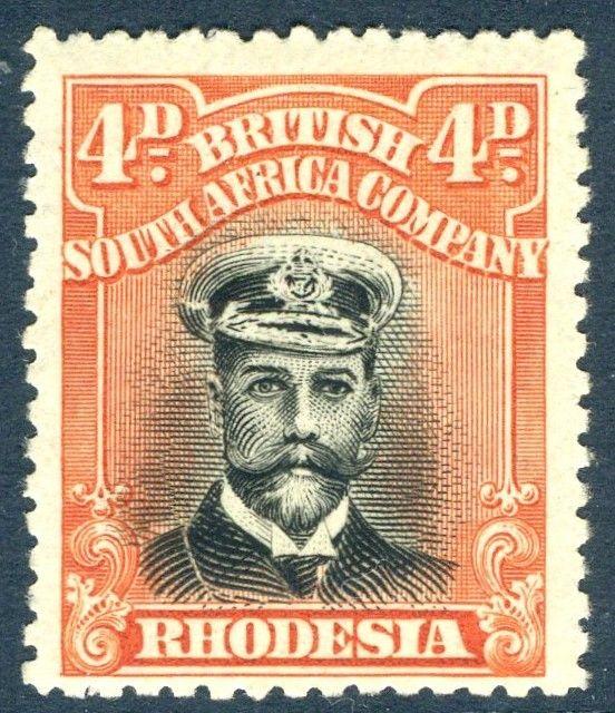 RHODESIA-1919 4d Black & Orange-Red Sg 261 LIGHTLY MOUNTED MINT V18574