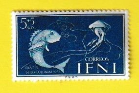 IFNI SCOTT#B15 1953 STAMP DAY 1953 - FISH/JELLYFISH - MNH