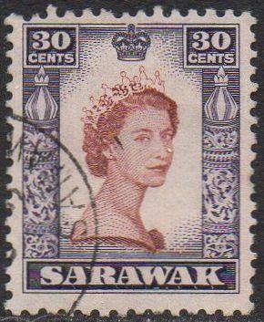 Sarawak 1955  30c Queen Elizabeth II used