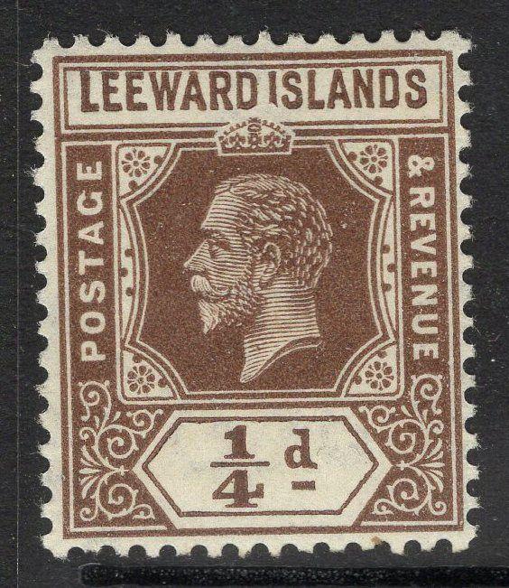 LEEWARD ISLANDS SG81var 1931-2 ¼d BROWN REVERSION TO DIE I SHAVED I MTD MINT