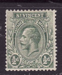 St Vincent-Sc#118-unused hinged 1/2p green-KGV-1921-32-