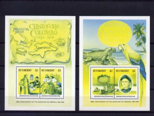 500th.Ann.Disc.America St.Vincent 936/8 3 S/S DELUXE GREEN COLOR PROOFS