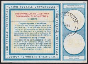 AUSTRALIA 1968  12c International Reply Coupon - Darwin cds................B1415