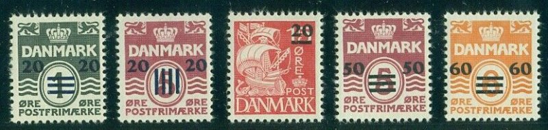 FAROE ISLANDS #2-6 (4-8) Provisional ovpt set complete, og, NH, VF, Scott $1,150 