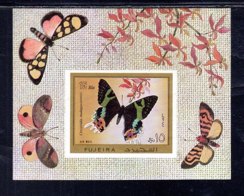 FUJEIRA 1971 BUTTERFLY MINT VF NH O.G S/S IMPERF. (36F)