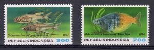 Indonesia 1994 TROPICAL FISHES set 2 values Perforated Mint (NH)