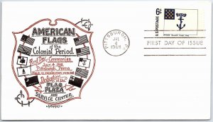 1968 FIRST DAY COVER AMERICAN FLAG SERIES ARTOPAGES CACHET RHODE ISLAND FLAG