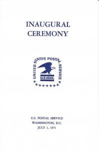USPS FDC Ceremony Program #1396 C1 Emblem - U.S. Postal Service Mail Eagle 1971