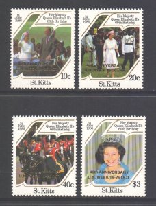 Kitts-Nevis Scott 177/180 - SG185/188, 1986 Queen's Birthday Set MNH**