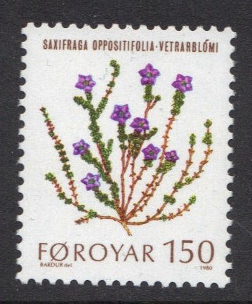 Faroe Islands #50  MNH  1980  flowers 150o