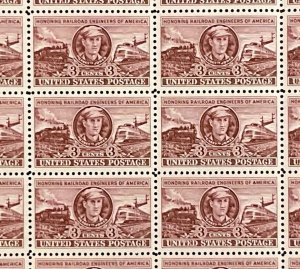 993   Railroad Engineers, Casey Jones MNH 3 c Sheet of 50    1950