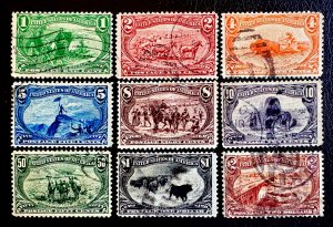 US #285-293 USED Trans-Miss complete Set VF/XF mostly light cancels.  Nice Set!