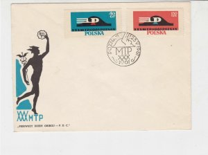 Poland 1961 XXX MTP Running Man Winged Hat Slogan Cancel FDC  Cover  25134 