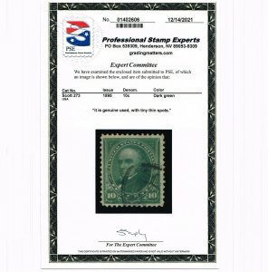 EXCEPTIONAL GENUINE SCOTT #273 F-VF USED 1895 DARK GREEN BEP PRINTING PSE CERT